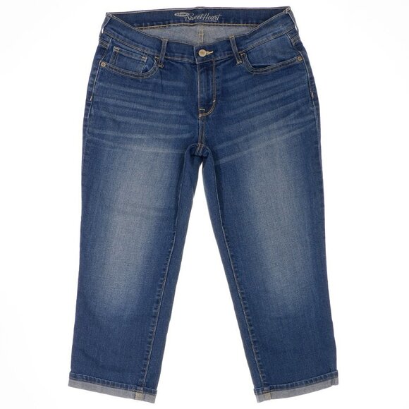 Old Navy Sweetheart Crop Jeans Size 6 Womens Cuffed Stretch Measures 31 x 21 - Picture 1 of 8